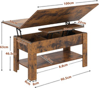 DE.SIKAIC Couchtisch Braun / Holzwerkstoff / Modern Couchtisch Höhenverstellbar 3-in-1-Multifunktions-Wohnzimmertisch Kaffeetisch Als Esstisch nutzbar, Braun