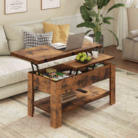 DE.SIKAIC Couchtisch Braun / Holzwerkstoff / Modern Couchtisch Höhenverstellbar 3-in-1-Multifunktions-Wohnzimmertisch Kaffeetisch Als Esstisch nutzbar, Braun