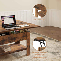DE.SIKAIC Couchtisch Braun / Holzwerkstoff / Modern Couchtisch Höhenverstellbar 3-in-1-Multifunktions-Wohnzimmertisch Kaffeetisch Als Esstisch nutzbar, Braun