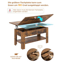 DE.SIKAIC Couchtisch Braun / Holzwerkstoff / Modern Couchtisch Höhenverstellbar 3-in-1-Multifunktions-Wohnzimmertisch Kaffeetisch Als Esstisch nutzbar, Braun