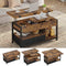 DE.SIKAIC Couchtisch Braun / Holzwerkstoff / Modern Couchtisch Höhenverstellbar 3-in-1-Multifunktions-Wohnzimmertisch mit 2 Schubladen, Braun