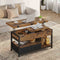 DE.SIKAIC Couchtisch Braun / Holzwerkstoff / Modern Couchtisch Höhenverstellbar 3-in-1-Multifunktions-Wohnzimmertisch mit 2 Schubladen, Braun