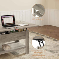 DE.SIKAIC Couchtisch Grau / Holzwerkstoff / Modern Couchtisch Höhenverstellbar 3-in-1-Multifunktions-Wohnzimmertisch Kaffeetisch Als Esstisch nutzbar, Grau