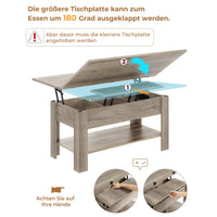 DE.SIKAIC Couchtisch Grau / Holzwerkstoff / Modern Couchtisch Höhenverstellbar 3-in-1-Multifunktions-Wohnzimmertisch Kaffeetisch Als Esstisch nutzbar, Grau