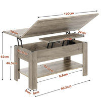 DE.SIKAIC Couchtisch Grau / Holzwerkstoff / Modern Couchtisch Höhenverstellbar 3-in-1-Multifunktions-Wohnzimmertisch Kaffeetisch Als Esstisch nutzbar, Grau