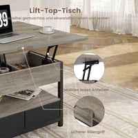 DE.SIKAIC Couchtisch Grau / Holzwerkstoff / Modern Couchtisch Höhenverstellbar 3-in-1-Multifunktions-Wohnzimmertisch mit 2 Schubladen, Grau