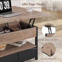 DE.SIKAIC Couchtisch Khaki / Holzwerkstoff / Modern Couchtisch Höhenverstellbar 3-in-1-Multifunktions-Wohnzimmertisch mit 2 Schubladen, Khaki