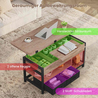 DE.SIKAIC Couchtisch Khaki / Holzwerkstoff / Modern Couchtisch Höhenverstellbar 3-in-1-Multifunktions-Wohnzimmertisch mit 2 Schubladen, Khaki