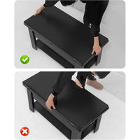 DE.SIKAIC Couchtisch Schwarz / Holzwerkstoff / Modern 3-in-1 Multifunktionaler Couchtisch Höhenverstellbar Versteckte Aufbewahrung, Offenes Fach, Als Esstisch nutzbar, Schwarz