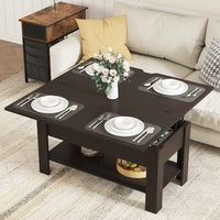 DE.SIKAIC Couchtisch Schwarz / Holzwerkstoff / Modern Couchtisch Höhenverstellbar 3-in-1-Multifunktions-Wohnzimmertisch Kaffeetisch Als Esstisch nutzbar, Schwarz