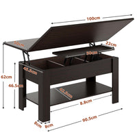 DE.SIKAIC Couchtisch Schwarz / Holzwerkstoff / Modern Couchtisch Höhenverstellbar 3-in-1-Multifunktions-Wohnzimmertisch Kaffeetisch Als Esstisch nutzbar, Schwarz