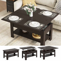 DE.SIKAIC Couchtisch Schwarz / Holzwerkstoff / Modern Couchtisch Höhenverstellbar 3-in-1-Multifunktions-Wohnzimmertisch Kaffeetisch Als Esstisch nutzbar, Schwarz