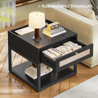 DE.SIKAIC Couchtisch Schwarz / Holzwerkstoff / Modern Moderne schwarze Couchtisch 2er Set | DIY Glastisch mit Schubladen | Für Wohnzimmer, Balkon und Büro