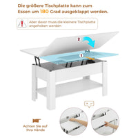 DE.SIKAIC Couchtisch Weiß / Holzwerkstoff / Modern Couchtisch Höhenverstellbar 3-in-1-Multifunktions-Wohnzimmertisch Kaffeetisch Als Esstisch nutzbar, Weiß