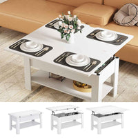 DE.SIKAIC Couchtisch Weiß / Holzwerkstoff / Modern Couchtisch Höhenverstellbar 3-in-1-Multifunktions-Wohnzimmertisch Kaffeetisch Als Esstisch nutzbar, Weiß