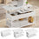DE.SIKAIC Couchtisch Weiß / Holzwerkstoff / Modern Couchtisch Höhenverstellbar 3-in-1-Multifunktions-Wohnzimmertisch mit 2 Schubladen, Weiß