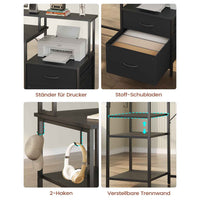 DE.SIKAIC Gaming Tisch Schwarz / Legierter Stahl / Modern Gaming Tisch mit led und Steckdose mit Druckerregal und Monitorständer 2 Haken Schwarz