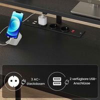 DE.SIKAIC Gaming Tisch Schwarz / Legierter Stahl / Modern Gaming Tisch mit led und Steckdose mit Druckerregal und Monitorständer 2 Haken Schwarz