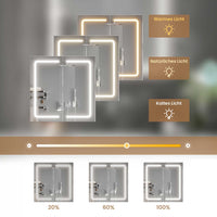 DE.SIKAIC Hängeschränke 65 cm Badspiegelschrank mit Beleuchtung, 2 Türen, verstellbaren Ablagen, 3 Farbtemperaturen, dimmbar, Weiß