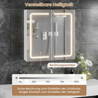 DE.SIKAIC Hängeschränke 65 cm Badspiegelschrank mit Beleuchtung, 2 Türen, verstellbaren Ablagen, 3 Farbtemperaturen, dimmbar, Weiß