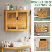 DE.SIKAIC Hängeschränke Bambus / Bambus / Klassisch Badezimmerschrank Hängend Bambus Wandschrank, Hängeschrank Medizinschrank mit höhenverstellbarer Regalebene, Badschrank Wandmontage, Wandregal, 20,7x59x51,8cm