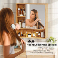 DE.SIKAIC Hängeschränke Bambus / Metall / Klassisch Medizinschrank mit Spiegel Hängeschränke zur Wandmontage mit Ablageflächen