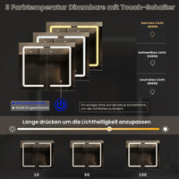DE.SIKAIC Hängeschränke Weiß / Glas / Modern 70 cm Spiegelschrank mit LED Beleuchtung und Steckdose Doppeltür Weiß