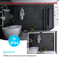 DE.SIKAIC Medizinschrank Weiß / Metall / Modern Spiegelschrank Bad mit LED Beleuchtung und Steckdose Doppelspiegel