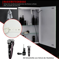 DE.SIKAIC Medizinschrank Weiß / Metall / Modern Spiegelschrank Bad mit LED Beleuchtung und Steckdose Doppelspiegel