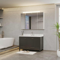 DE.SIKAIC Hängeschränke Weiß / Holz / Modern Badschrank Spiegelschrank mit 3 Türen und Glasablage Hängeschrank Beleuchtung Steckdose Weiß