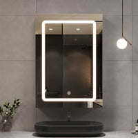 DE.SIKAIC Hängeschränke Weiß / Holzwerkstoff / Modern 50 cm Einzeltür Spiegelschrank Bad mit LED Beleuchtung mit Einstellbar Ablage