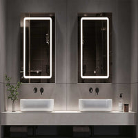 DE.SIKAIC Hängeschränke Weiß / Holzwerkstoff / Modern 50 cm Einzeltür Spiegelschrank Bad mit LED Beleuchtung mit Einstellbar Ablage