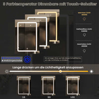 DE.SIKAIC Hängeschränke Weiß / Holzwerkstoff / Modern 50 cm Einzeltür Spiegelschrank Bad mit LED Beleuchtung mit Einstellbar Ablage