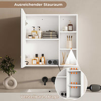 DE.SIKAIC Hängeschränke Weiß / Holzwerkstoff / Modern 60 cm Spiegelschrank Bad mit LED Beleuchtung und Steckdosen Weiß