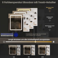 DE.SIKAIC Hängeschränke Weiß / Holzwerkstoff / Modern 70 cm Einzeltür Spiegelschrank Bad mit LED Beleuchtung mit Einstellbar Ablage und Offener Speicherplatz