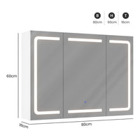 DE.SIKAIC Hängeschränke Weiß / Holzwerkstoff / Modern Beleuchteter Badezimmer-Spiegelschrank Bad, 80 x 60 x 16 cm, Weiß
