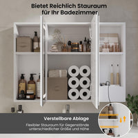 DE.SIKAIC Hängeschränke Weiß / Holzwerkstoff / Modern Beleuchteter Badezimmer-Spiegelschrank Bad, 80 x 60 x 16 cm, Weiß