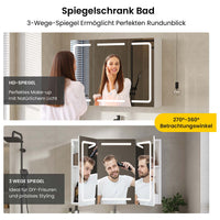 DE.SIKAIC Hängeschränke Weiß / Holzwerkstoff / Modern Beleuchteter Badezimmer-Spiegelschrank Bad, 80 x 60 x 16 cm, Weiß