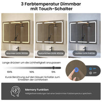 DE.SIKAIC Hängeschränke Weiß / Holzwerkstoff / Modern Beleuchteter Badezimmer-Spiegelschrank Bad, 80 x 60 x 16 cm, Weiß