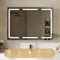 DE.SIKAIC Hängeschränke Weiß / Holzwerkstoff / Modern Beleuchteter Badezimmer-Spiegelschrank Bad, 80 x 60 x 16 cm, Weiß