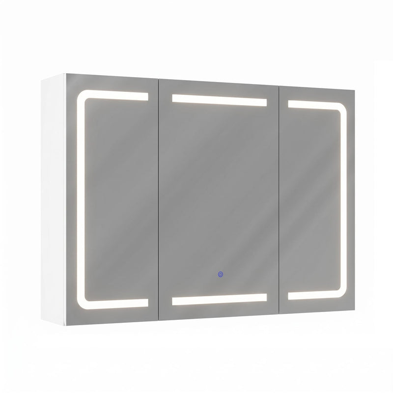 DE.SIKAIC Hängeschränke Weiß / Holzwerkstoff / Modern Beleuchteter Badezimmer-Spiegelschrank Bad, 80 x 60 x 16 cm, Weiß