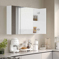 DE.SIKAIC Hängeschränke Weiß / Holzwerkstoff / Modern Spiegelschrank Bad mit 3 Türen Spiegel und Verstellbarem Regal 80x60x16cm Weiß