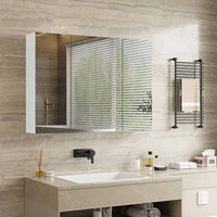 DE.SIKAIC Hängeschränke Weiß / Holzwerkstoff / Modern Spiegelschrank Bad mit 3 Türen Spiegel und Verstellbarem Regal 80x60x16cm Weiß