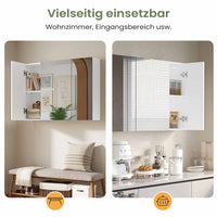 DE.SIKAIC Hängeschränke Weiß / Holzwerkstoff / Modern Spiegelschrank Bad mit 3 Türen Spiegel und Verstellbarem Regal 80x60x16cm Weiß