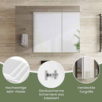 DE.SIKAIC Hängeschränke Weiß / Holzwerkstoff / Modern Spiegelschrank Bad mit 3 Türen Spiegel und Verstellbarem Regal 80x60x16cm Weiß