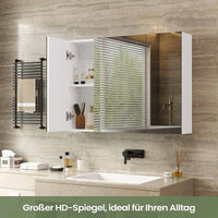 DE.SIKAIC Hängeschränke Weiß / Holzwerkstoff / Modern Spiegelschrank Bad mit 3 Türen Spiegel und Verstellbarem Regal 80x60x16cm Weiß