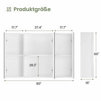 DE.SIKAIC Hängeschränke Weiß / Holzwerkstoff / Modern Spiegelschrank Bad mit 3 Türen Spiegel und Verstellbarem Regal 80x60x16cm Weiß