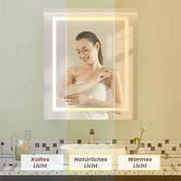 DE.SIKAIC Hängeschränke Weiß / Metall / Modern 51 cm Einzeltür Spiegelschrank mit LED und Verstellbaren Ablagen Weiß