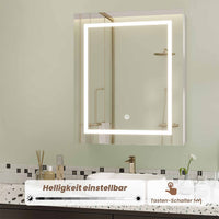 DE.SIKAIC Hängeschränke Weiß / Metall / Modern 51 cm Einzeltür Spiegelschrank mit LED und Verstellbaren Ablagen Weiß