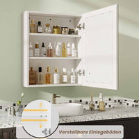 DE.SIKAIC Hängeschränke Weiß / Metall / Modern 51 cm Einzeltür Spiegelschrank mit LED und Verstellbaren Ablagen Weiß